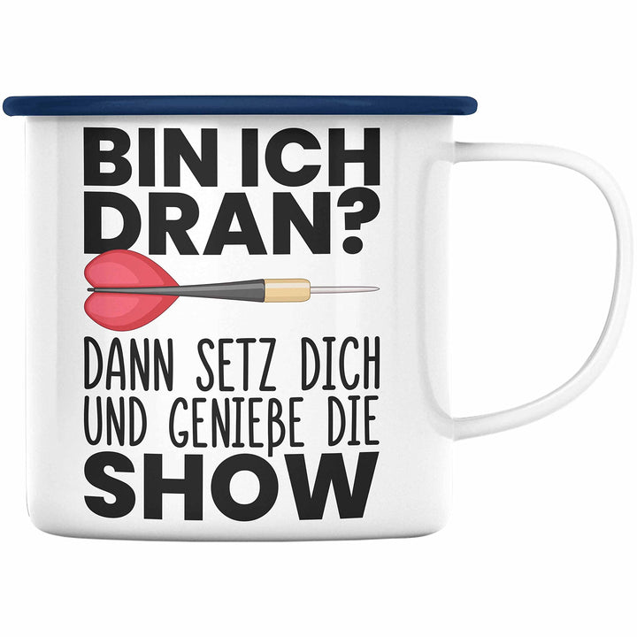 Trendation - Dart Geschenk Emaille Tasse Emaille Emaille Tasse Dartspieler Geschenkidee Darts Gesche
