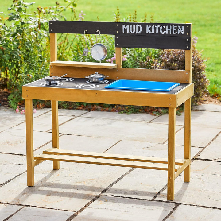 pt, Outdoor Mud Kitchen, Kinder Outdoor-Küche aus Holz für Pretend und Spielen, Schlamm, Wasser, San