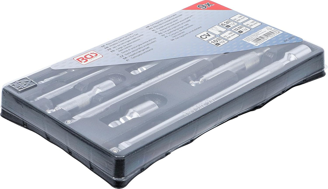 BGS 2253 | Kippverlängerungs-Satz | 6,3 mm (1/4"), 10 mm (3/8"), 12,5 mm (1/2") | 9-tlg. 25 x 7.5 x