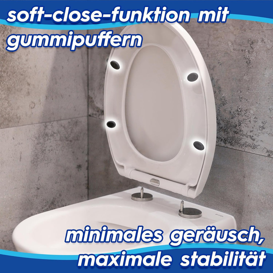 Harbour Housewares Toilettensitz mit Soft-Close für ovale Toiletten – Weiss – Antibakterielle ovale
