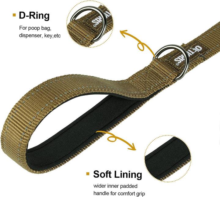 OneTigris doppel-Hundeleine mit reflektierenden Streifen M(182cm) Braun, M(182cm) Braun