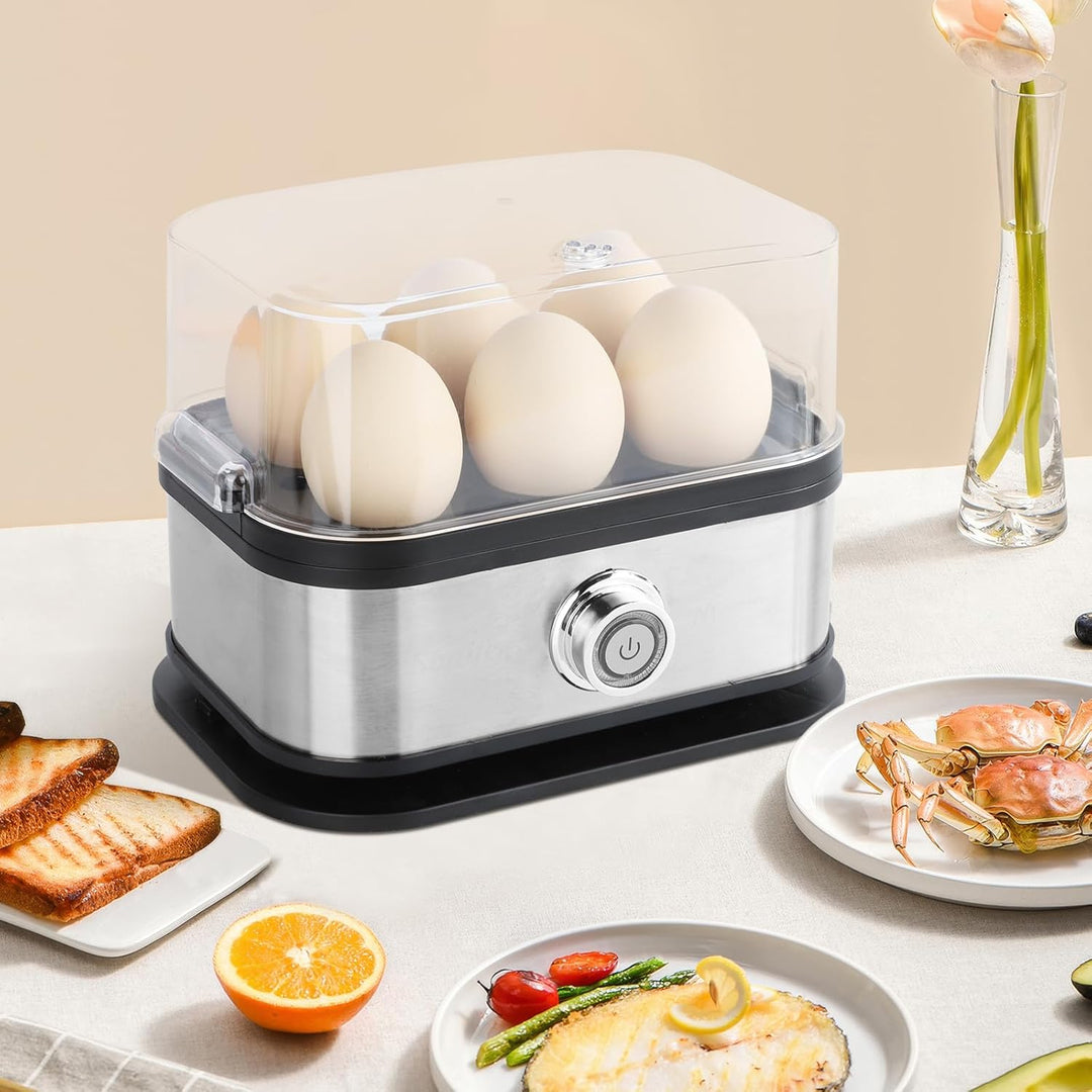 VINATO Eierkocher, bis zu 6 Eier (weich, mittel, hart, pochiert), Familiengrösse Egg Cooker, Leicht