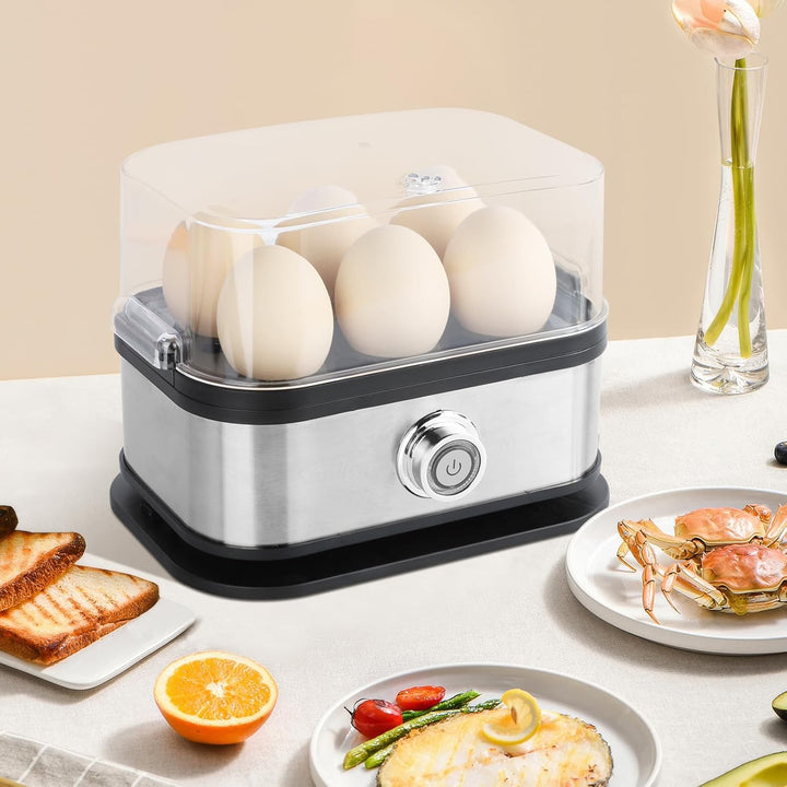 VINATO Eierkocher, bis zu 6 Eier (weich, mittel, hart, pochiert), Familiengrösse Egg Cooker, Leicht