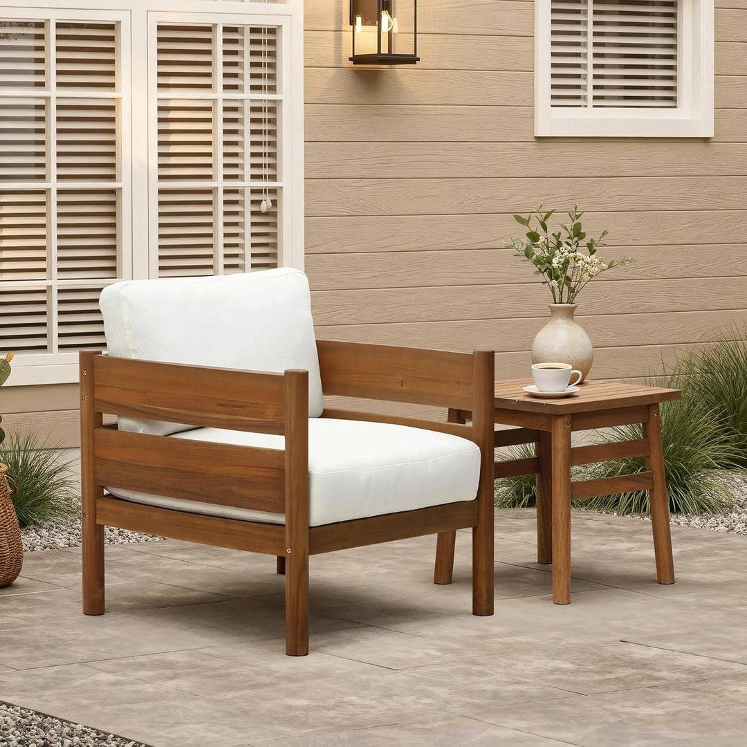 Hometopia Beistelltisch Quadratisch aus massivem Akazienholz - 45x45 cm - Stabiler Couchtisch & Nach
