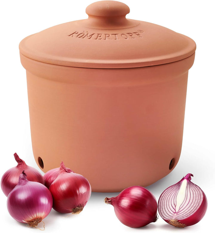 Römertopf Zwiebeltopf aus Naturton Frische-Topf Maxi Keramik Vorratstopf 2,8 Liter 1,9 Kg, 1,9 Kg