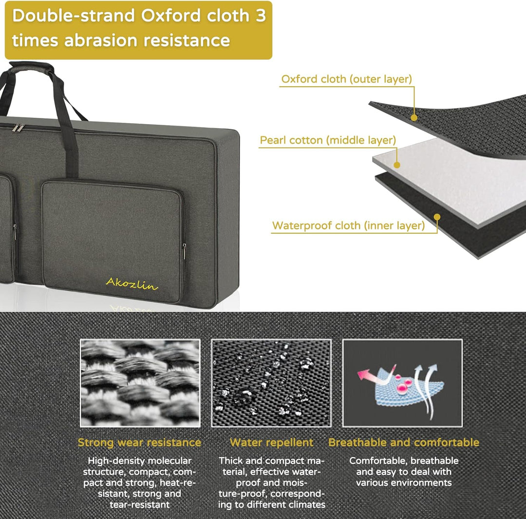 AKOZLIN Tasche für 76 Tasten, tragbar, langlebig, gepolstert, universal, wasserdicht, Oxford-Stoff,