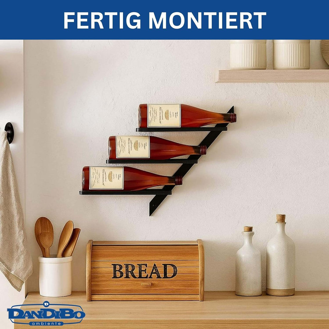 DanDiBo Weinregal Wand Metall Schwarz Modern 96692 Flaschenregal Schmal Wandmontage Wine Rack Weinfl