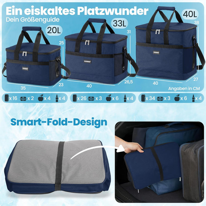 HELDENWERK Kühltasche gross faltbar – Kühlbox bis zu 12h Kühlleistung auslaufsicher & wasserdicht –