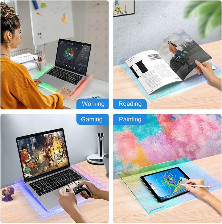 MAMBASNAKE Laptopständer-Ergonomic Laptop Riser für Schreibtisch, Clear Acryl Laptop Stand, Belüftet