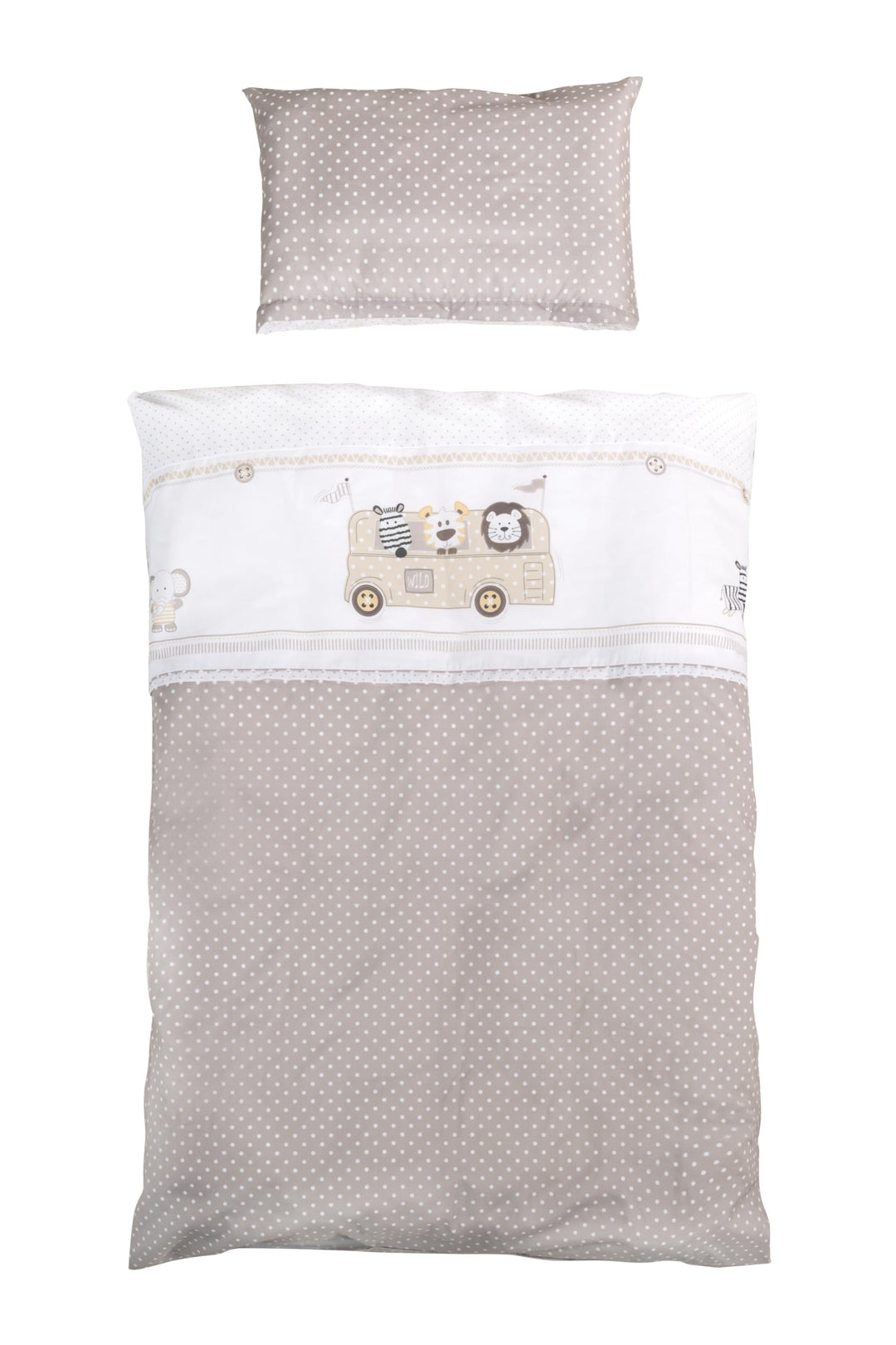 roba Bettwäsche für Babys, wendbar, Safaribus, 2-teilig, 100% Baumwolle, Bettbezug 100 x 135 cm + Ki