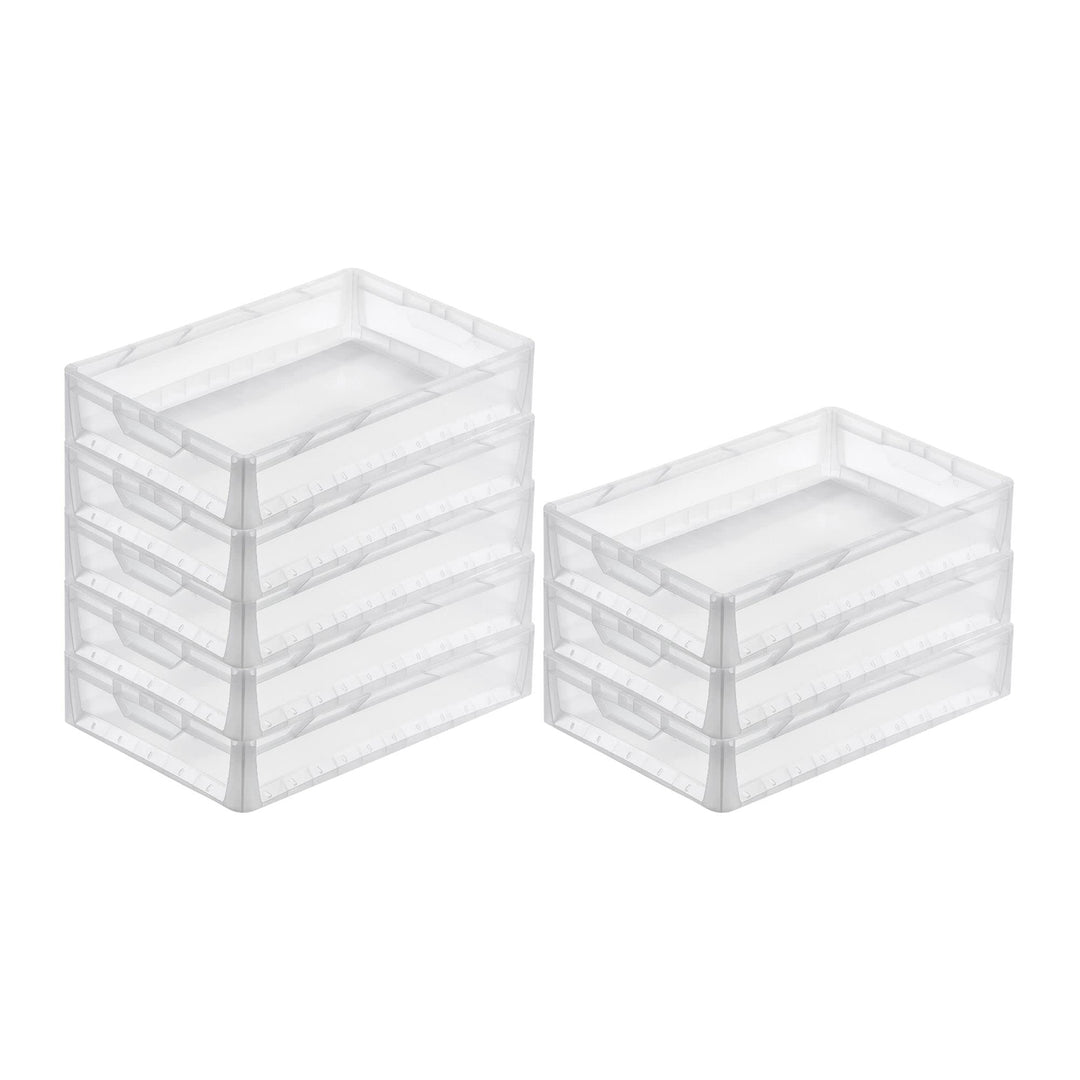 PROREGAL SuperSparSet 8x Transparenter Eurobehälter LightLine mit offenem Griff | HxBxT 12x40x60cm |