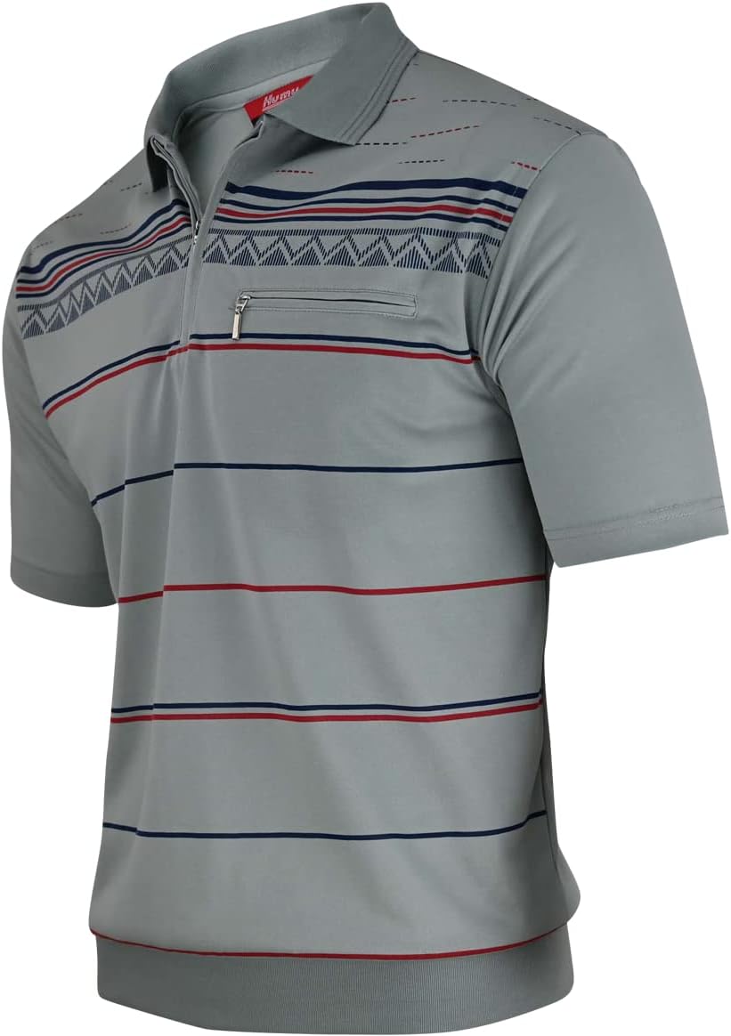 Soltice Herren Kurzarm Poloshirts Gestreifte Blousonshirts mit Brusttasche Baumwoll-Mix (M bis 3XL)