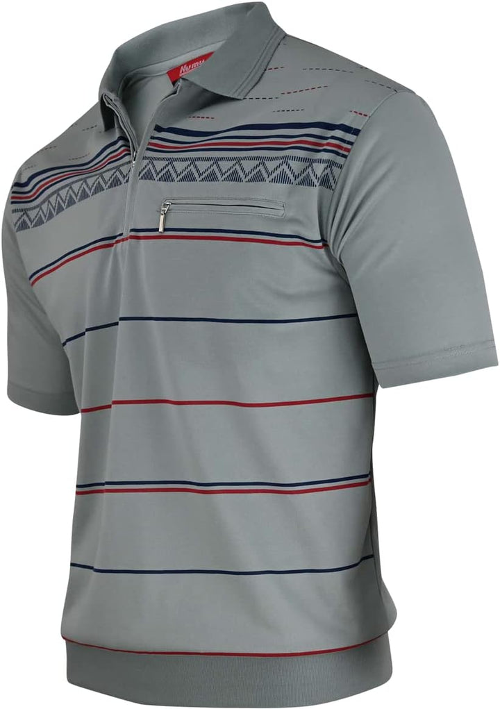 Soltice Herren Kurzarm Poloshirts Gestreifte Blousonshirts mit Brusttasche Baumwoll-Mix (M bis 3XL)