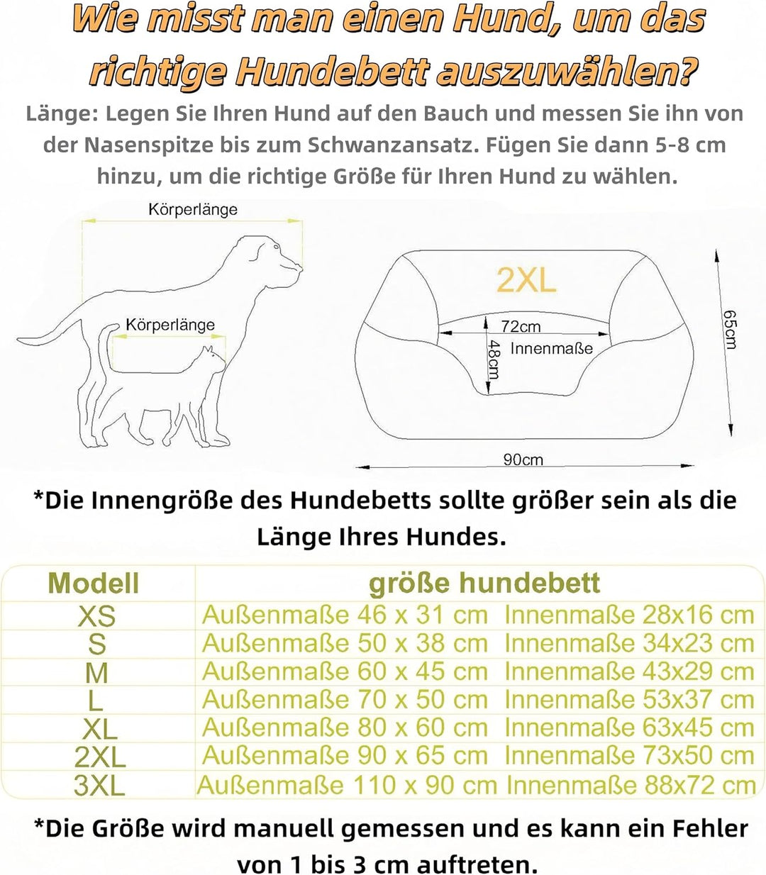 Flying Wings Hundebett, Hundematte, Hundekorb, maschinenwaschbares Haustiersofa, bequem und weich, f