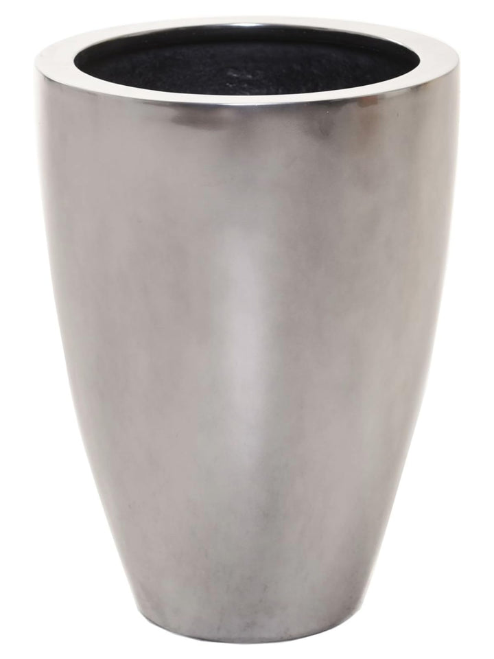 VIVANNO Pflanzkübel Pflanzgefäss Blumenkübel Fiberglas Silber Metallic OPALA (55x40), Silber Metalli