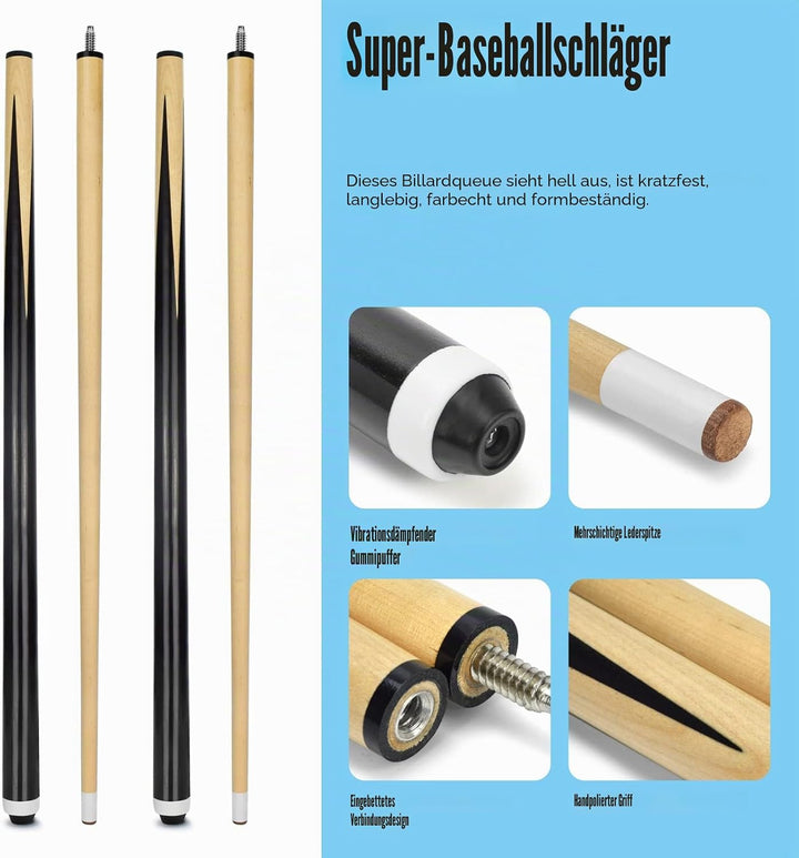 VANLAN Holz-Billardhaus-Queue-Sticks Shorty Queues Pool Queues für Kinder Hartholz Billard Queue Sti