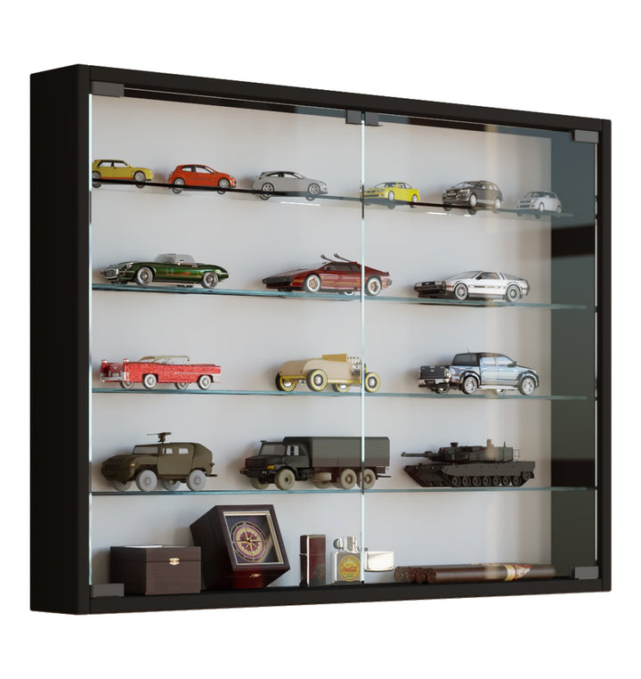 VCM 912950 Vitrine Sammelvitrine Wandvitrine Wand Schrank Regal Hängeregal Hängevitrine Holz Schwarz