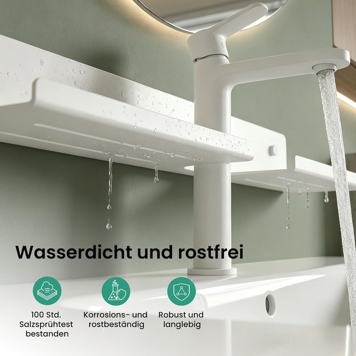 Mai & Mai Duschregal zum Bohren oder Kleben, Waschbeckenregal über Wasserhahn, Wandregal für Küche u