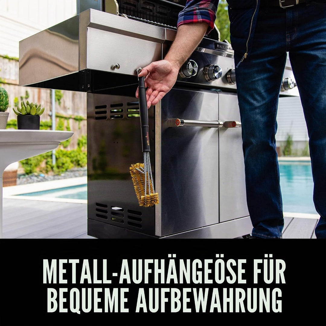 Grillaholics Essentials Grillbürste aus Messing, weichere Messingborsten, Drahtgrillbürste für siche