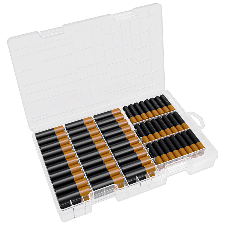 Linkidea Batterie-Organizer-Aufbewahrungskoffer – Tragbare Batteriebox für 60 AA- und 40 AAA-Batteri