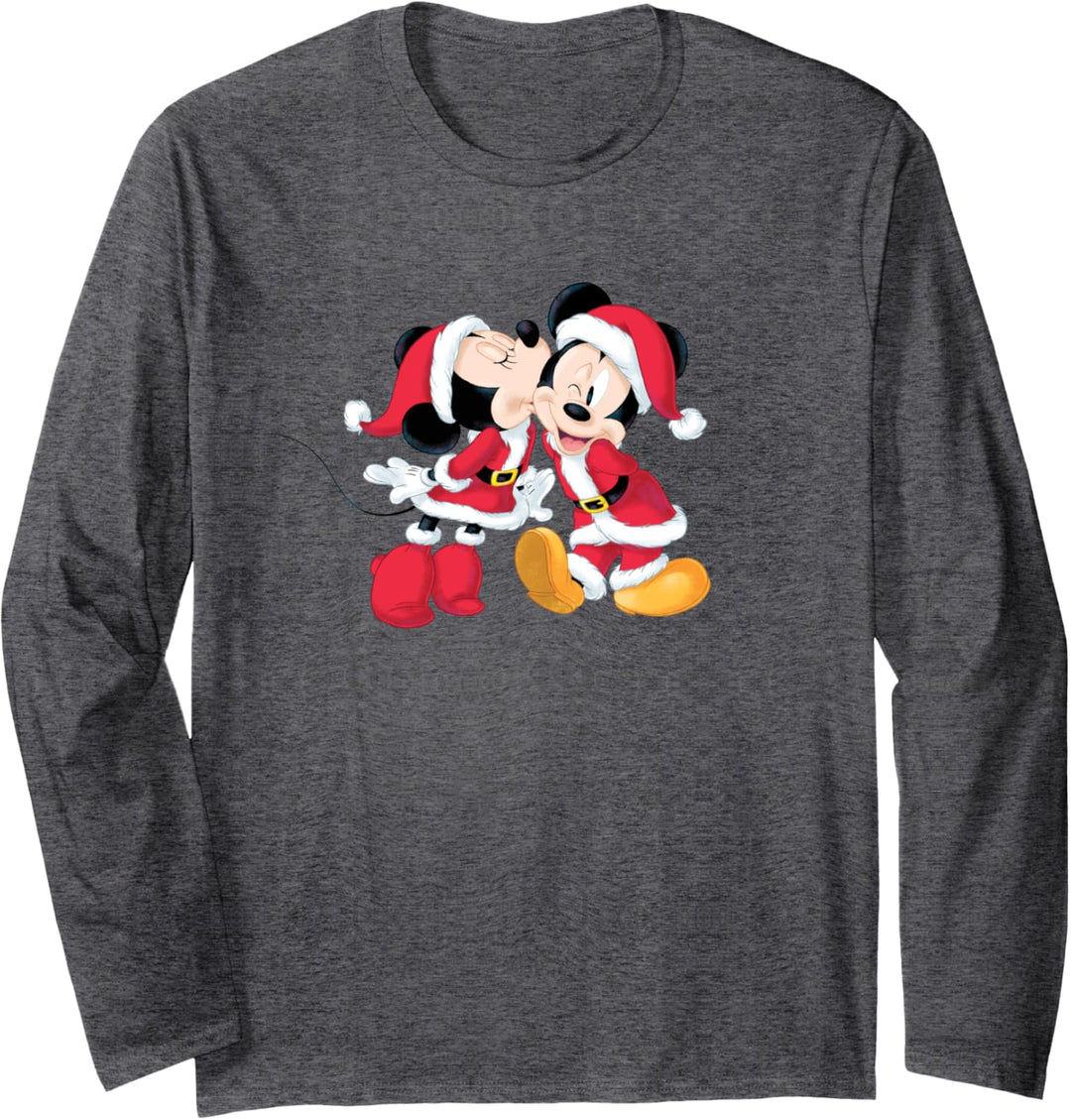 Disney Santa Mickey and Minnie Mouse Holiday Langarmshirt