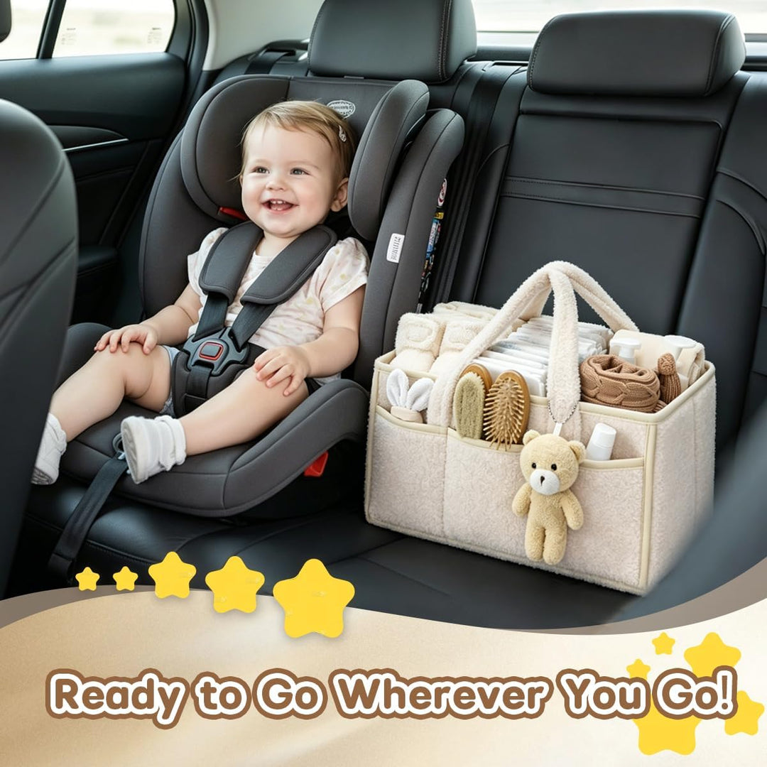 Wickeltasche Organizer, Baby Windel Caddy Organizer für Wickeltisch, Tragbarer Wickelkorb mit Heraus
