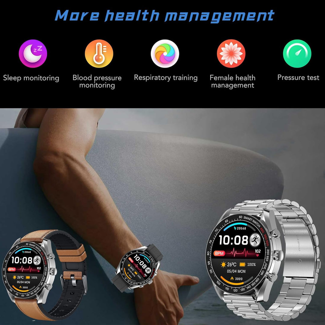 Smartwatch Herren mit Telefonfunktion, 1,39" DIY HD Voll Touchscreen Uhren Fitness Tracker 123 Sport