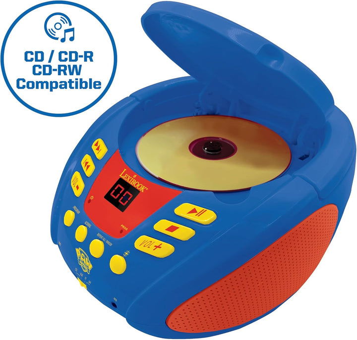 Lexibook - Paw Patrol - Bluetooth-CD-Player für Kinder - Tragbar, Lichteffekte, Mikrofonbuchse, Aux-