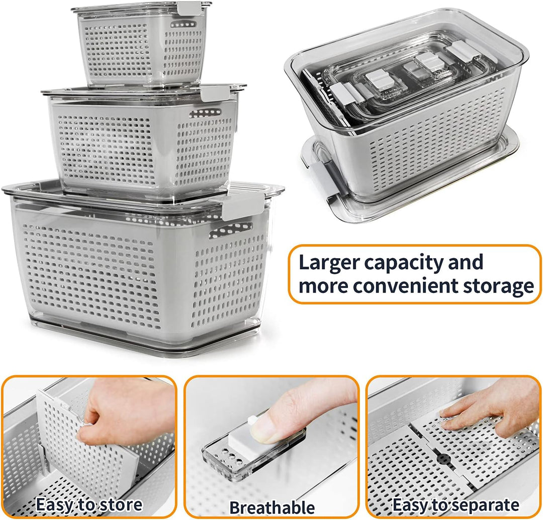Spesh Frischhaltedosen Set Kühlschrank Organizer Vorratsdosen 3er-Set (0,5L+1,7L+4,5L) Kunststoff Kü