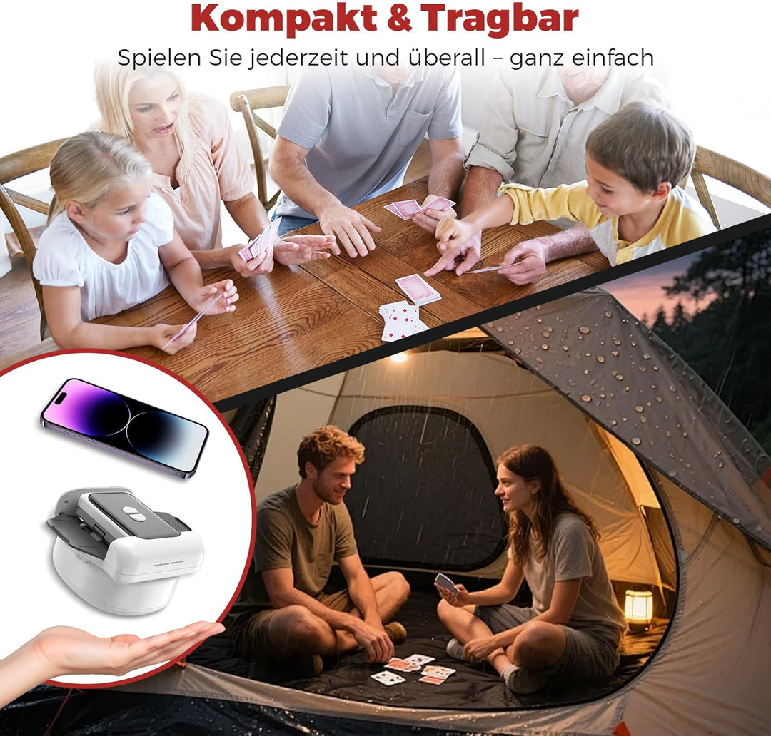 Automatischer Kartenmischer, 2 Laufmodi, Aufladbar mit Langzeit-Batterie, Geräuschlos, für UNO, Poke