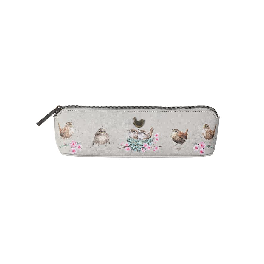 Wrendale Designs Kosmetiktasche Zaunkönig, grau, Small Brush Bag/Pencil Case - Wren, Antik-Optik, Sm