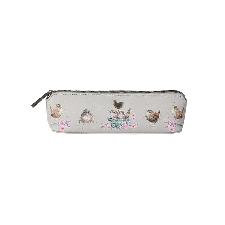 Wrendale Designs Kosmetiktasche Zaunkönig, grau, Small Brush Bag/Pencil Case - Wren, Antik-Optik, Sm