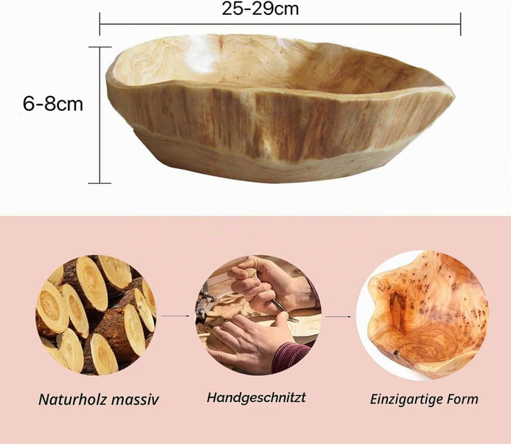 Oriental riverkit Obstschale aus Naturholz für unverwechselbares Dekor, unregelmässige kreative Holz