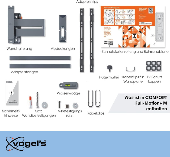 Vogel's Comfort TVM 3445 Hochwertige Schwenkbare TV-Wandhalterung für 32-65 Zoll Fernseher | Bis 25