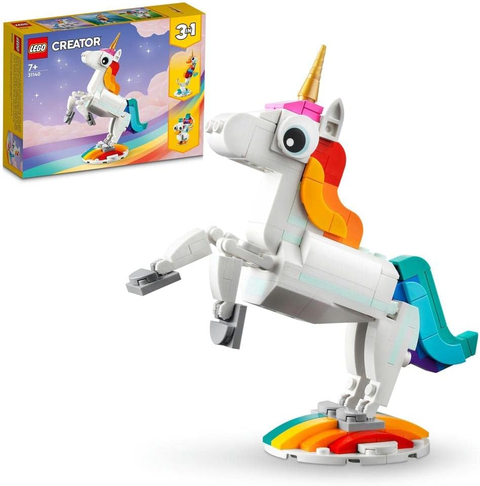 LEGO 10311 Icons Orchidee, Künstliche Pflanzen Set mit Blumen & 31140 Creator 3in1 Magisches Einhorn
