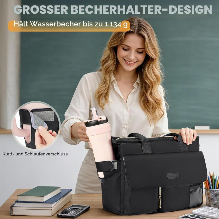 RAINSMORE Lehrertasche Damen mit Lunchfach 17.3 Zoll Laptoptasche Gross Isoliertes Fach Wasserdicht