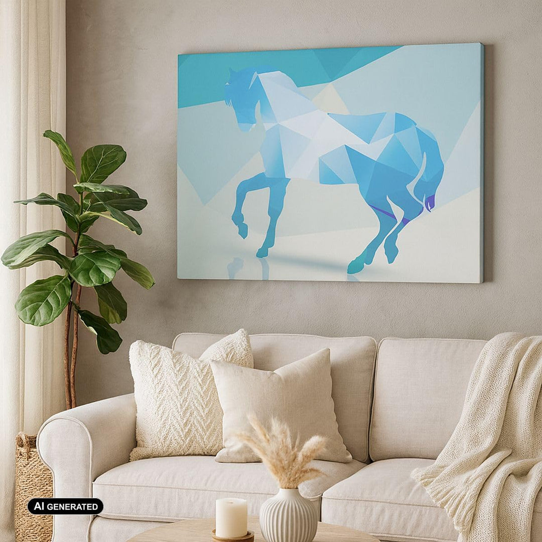 Bilder auf Leinwand 100x70cm Leinwandbild Pferd Illustration modern Grafik Gross Wanddeko Bild Schla