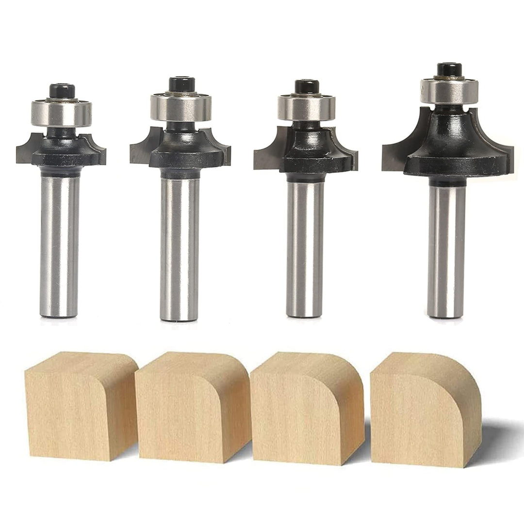 Sinoprotools 4 Stück Abrundfräsar, 8mm Schaft Rundfräser Standard Radiusfräsar Set, mit Kugelleger,