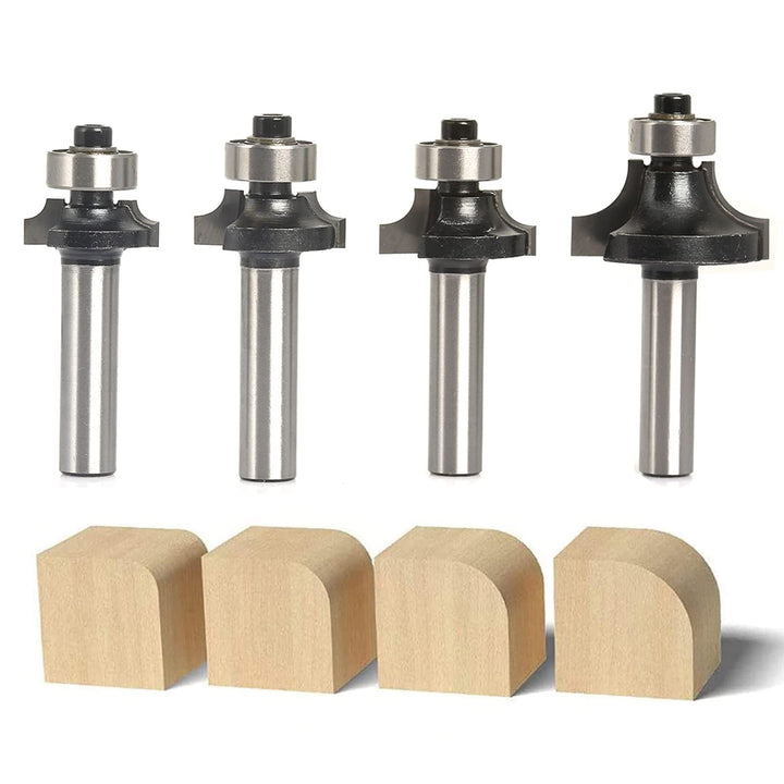 Sinoprotools 4 Stück Abrundfräsar, 8mm Schaft Rundfräser Standard Radiusfräsar Set, mit Kugelleger,