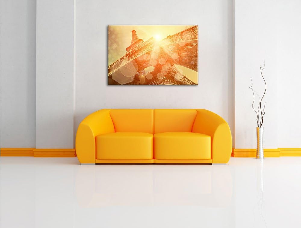 Pixxprint Der Eiffelturm im Sonnenschein als Leinwandbild/Grösse: 100x70 cm/Wandbild/Kunstdruck/fert