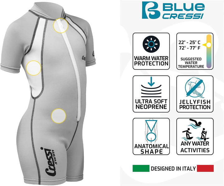 Cressi Kid Shorty Wetsuit 1.5 mm - Shorty Neoprenanzug für Kinder Ultra Stretch Neopren Rosa/Weiss L