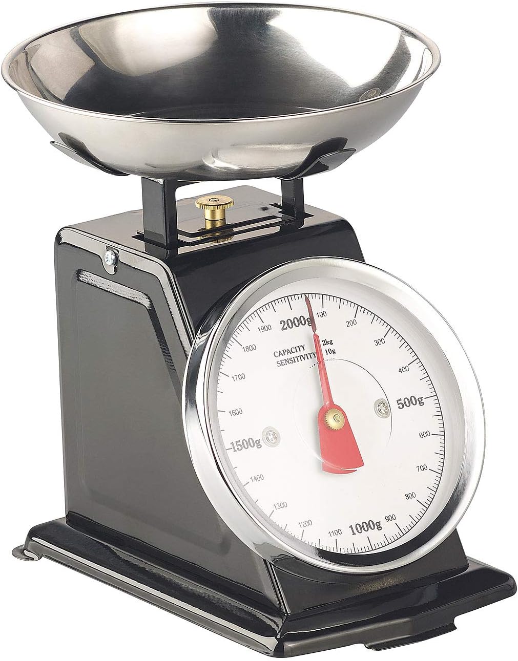 Rosenstein & Söhne Küchenwaage mechanisch: Analoge Retro-Küchenwaage bis 2 kg mit Tara-Funktion, sch