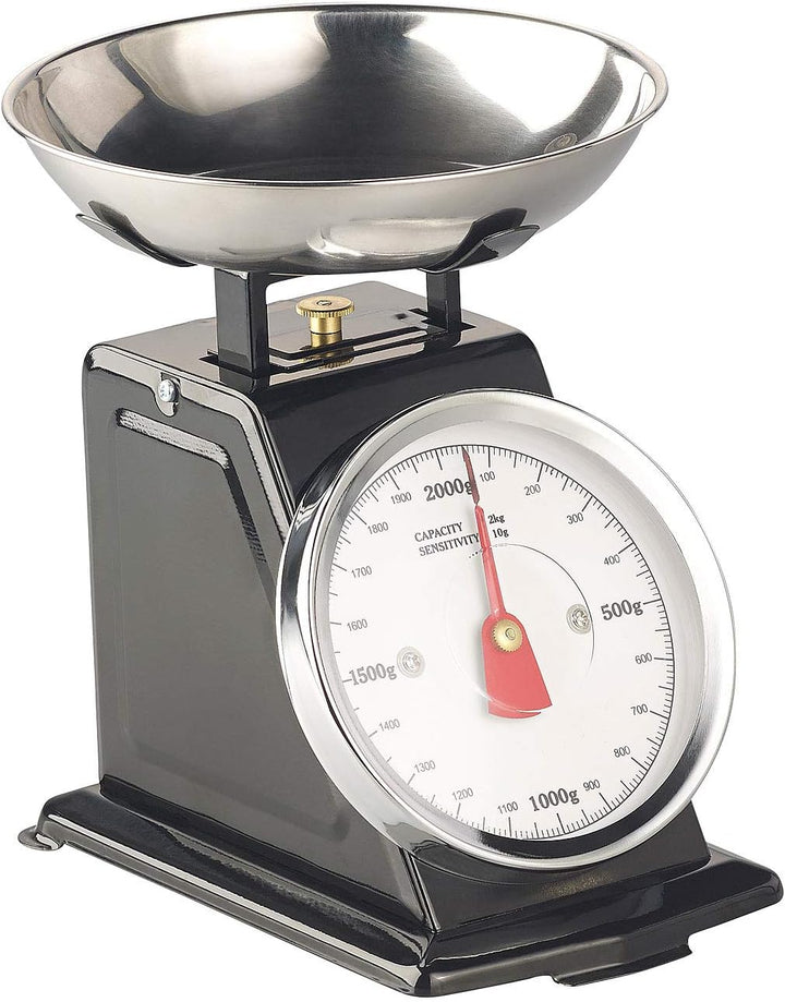 Rosenstein & Söhne Küchenwaage mechanisch: Analoge Retro-Küchenwaage bis 2 kg mit Tara-Funktion, sch