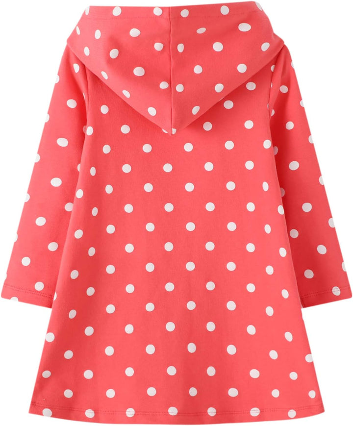 JinBei Mädchen Kapuzenkleid Langarm Kapuzenpullover Baumwolle Pullover Hoodie Sweatshirt Kleid Freiz
