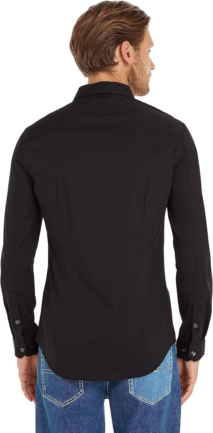 Tommy Jeans Herren Hemd Original Stretch Langarm XXS Black (Tommy Black), XXS Black (Tommy Black)