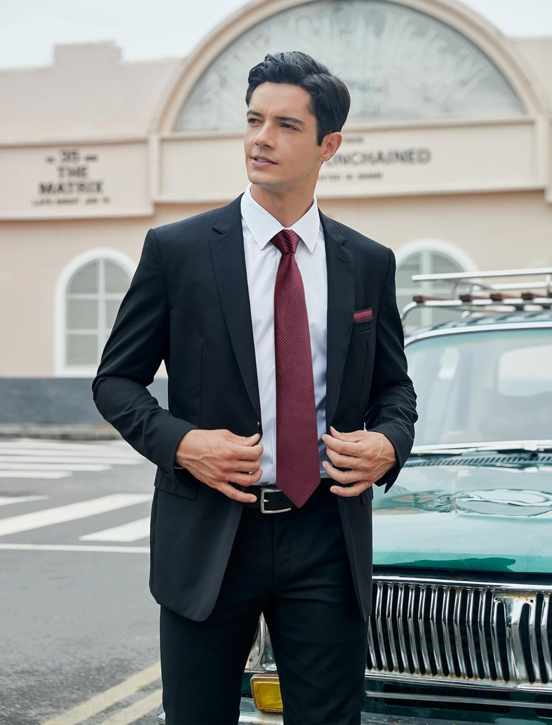 HISDERN Los 3 Stck Herren Krawatte Klassisch Elegante Krawatten und Einstecktuch Seidenkrawatte Set