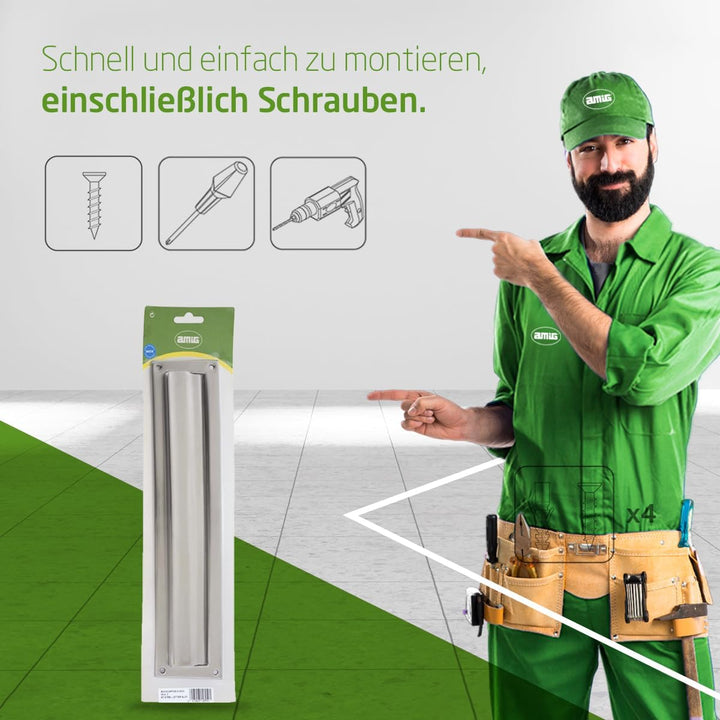 Amig - Briefkastenschlitz Edelstahl Silber Mod. 2 - Klappe für Wände oder Türen - Briefsammler mit E