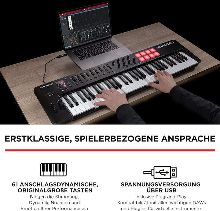 M-Audio Oxygen 61 V – 61-Tasten USB MIDI Keyboard Controller mit Beat Pads, Smart Chord & Scale Modi