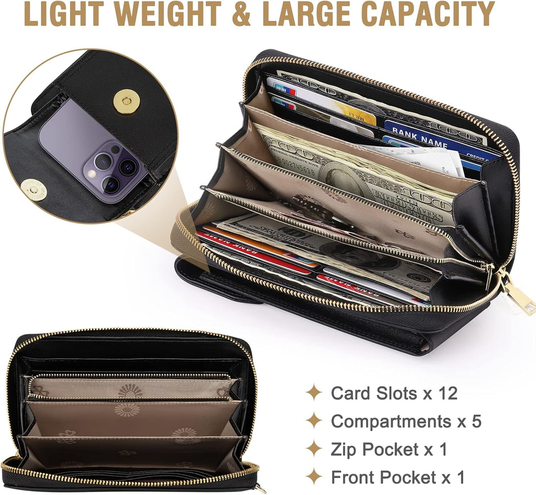 VOBUKE Handytasche zum Umhängen Klein RFID Schutz Umhängetasche Damen Leder Schultertasche mit 12 Ka