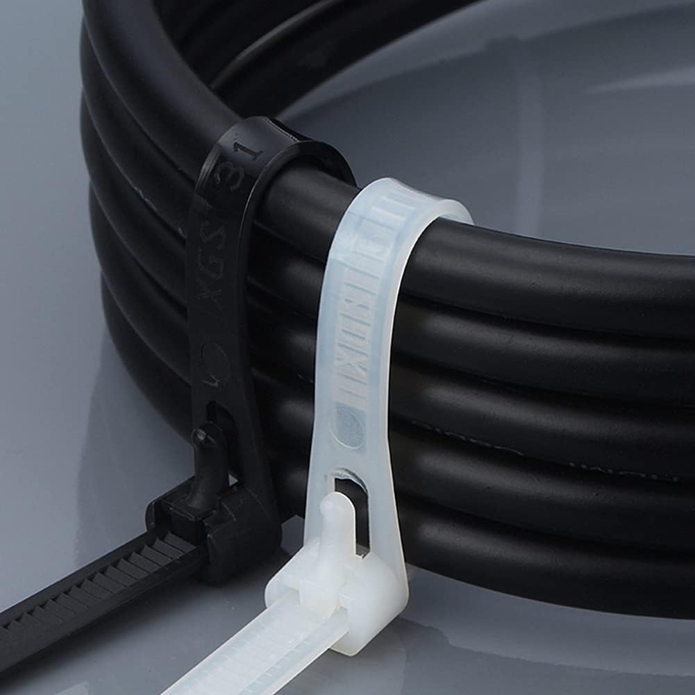 Kabelbinder wiederverschliessbar Weiss 300 mm × 7,6 mm 100 Stück UV-Beständig Stark Gross Nylon Kuns